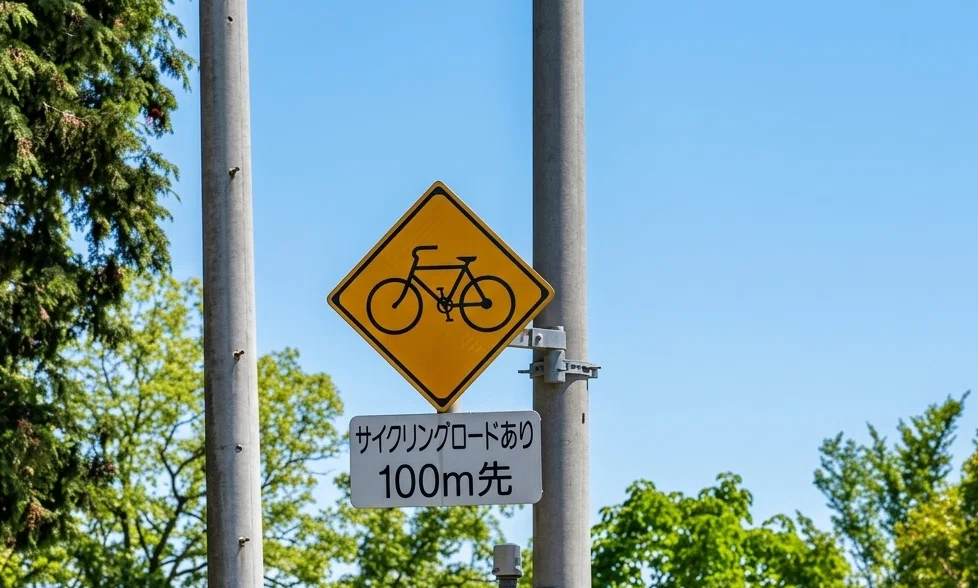 レアな法定外警戒標識「自転車横断注意」 (北海道、栃木)｜道路標識マニア