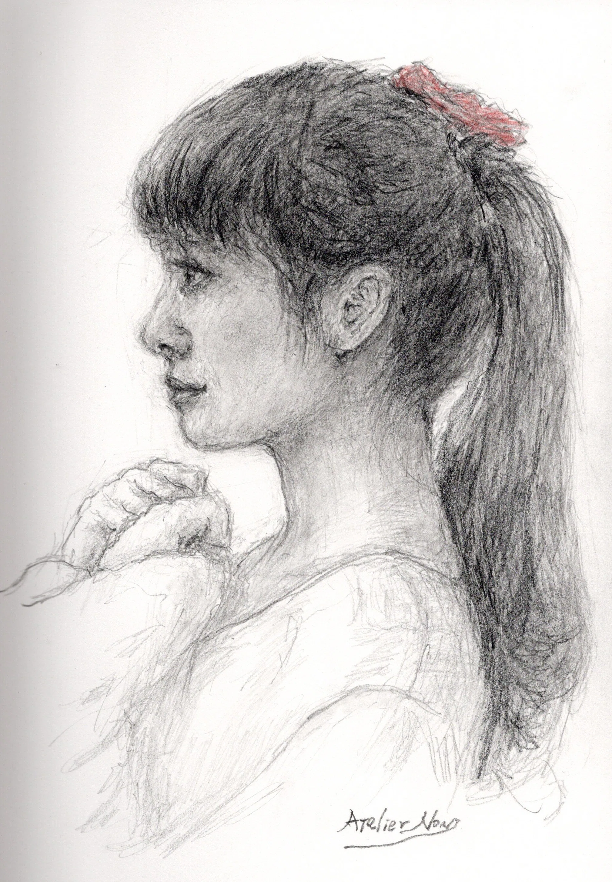 清楚なポニーテール美女＃2　色鉛筆画 鉛筆画】ポニーテールの日｜Atelier Non