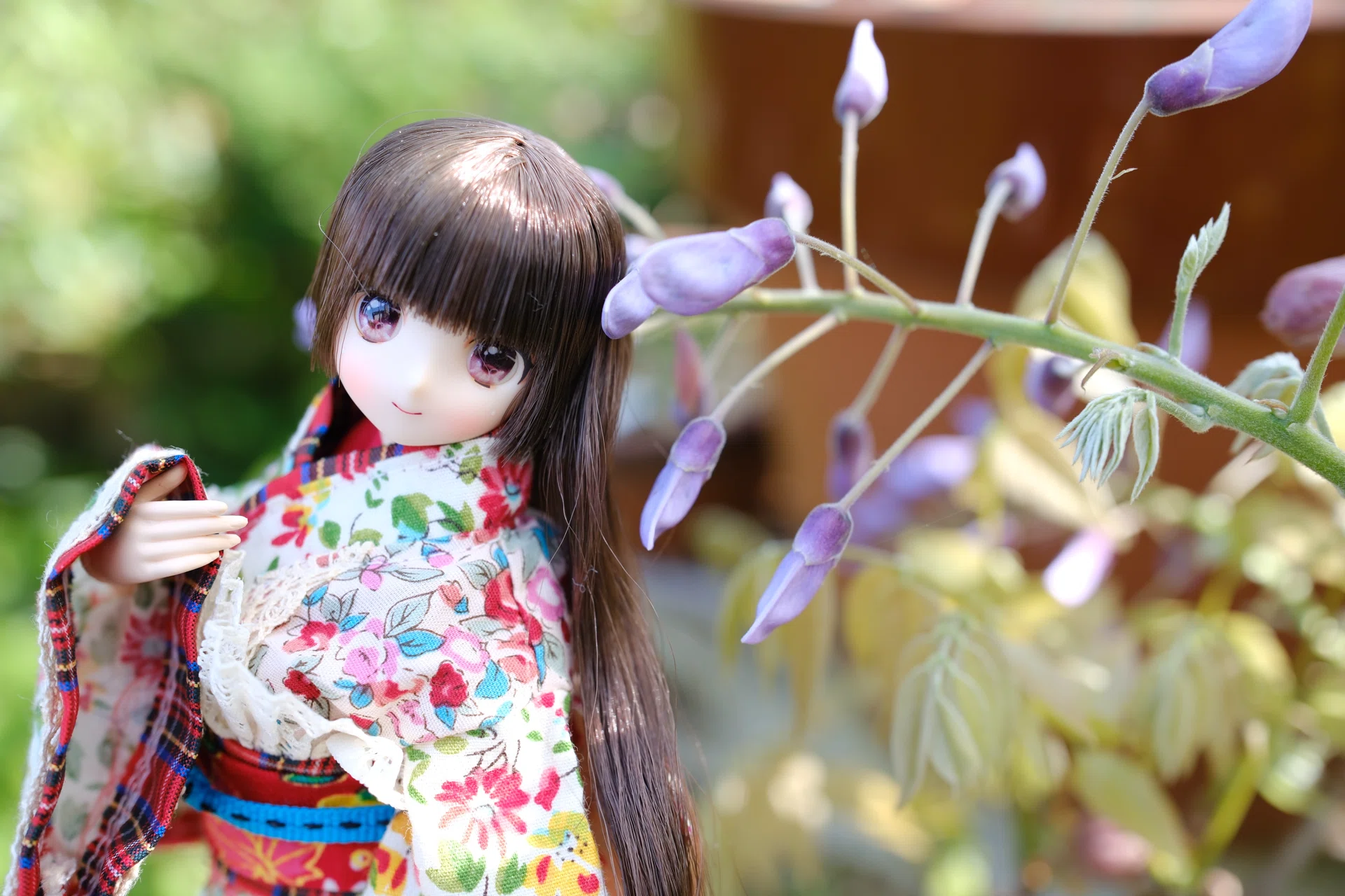 ㉑和服を着た人形 花のバスケット付き 春の🌸お花🌸とドールと🎀着物🎀｜るちゃどぉるオーナー＠沼主