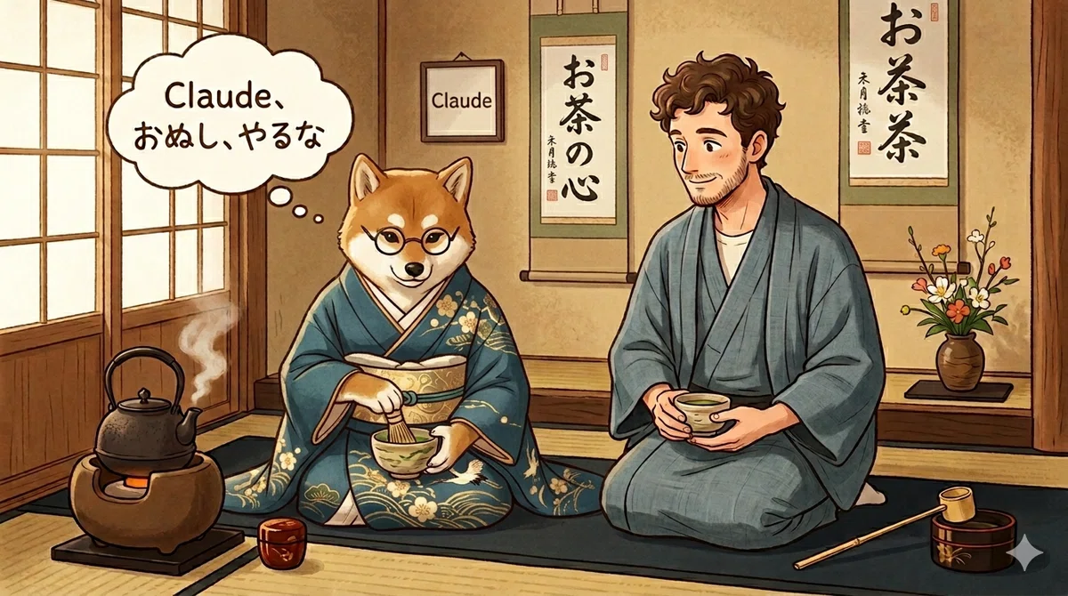 赤柴がClaudeに「おぬし、やるな」と思っている画像