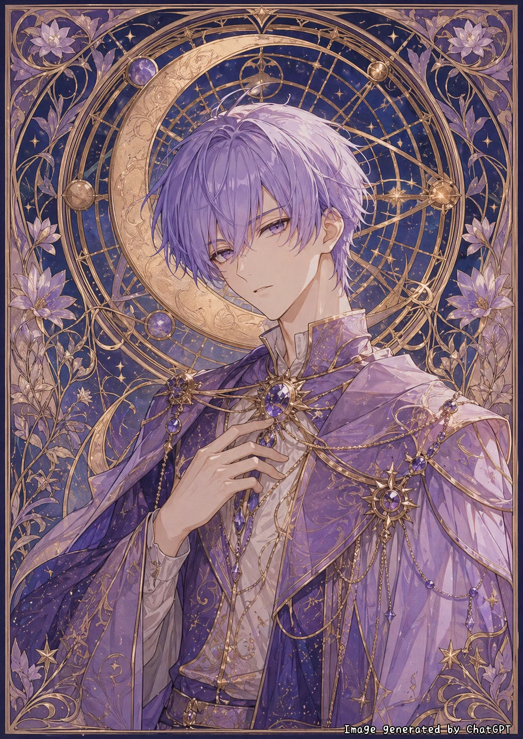自作キャラクターをミュシャの十二星座(Zodiac)風に生成AI(ChatGPT)で作ったイラスト