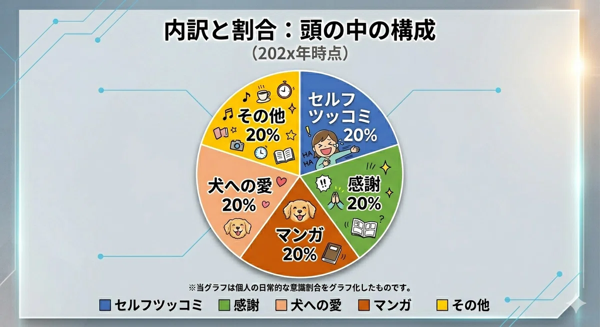 今の赤柴をつくっているものの円グラフ