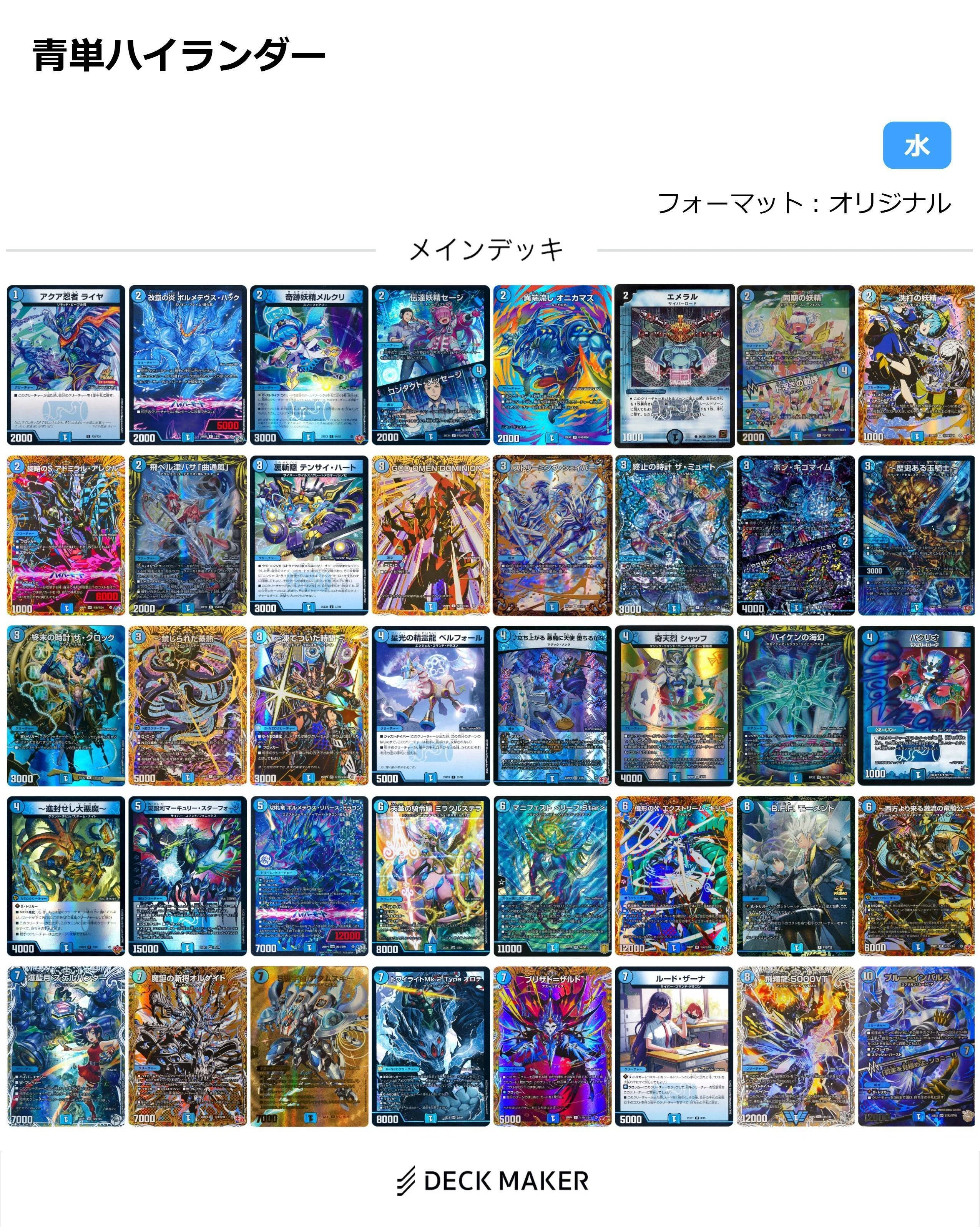 【追跡付き・翌日発送】青白ウィリデ 微高レート デッキ 改造パーツ 青単ハイランダー 構築変遷｜あだまね