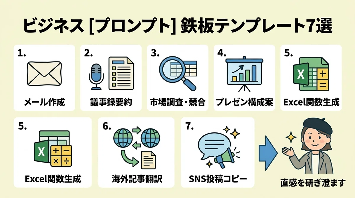 回答が激変!プロンプト例の書き方5つのコツと即戦力ビジネス用テンプレート7選|ヒナキラ|AIクリエイティブ × AIツール開発🧑🏻💻