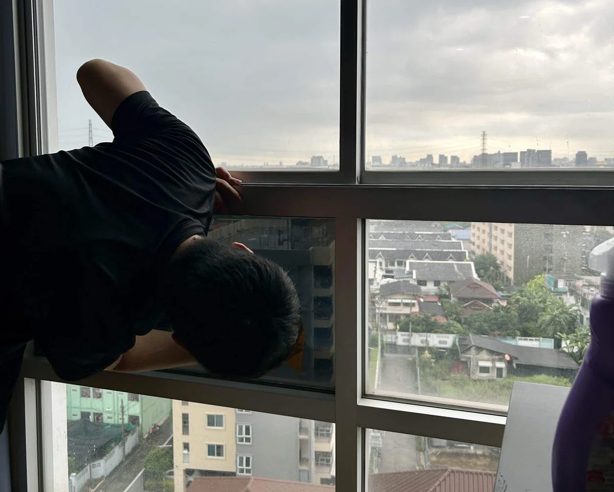 フィルム貼り中