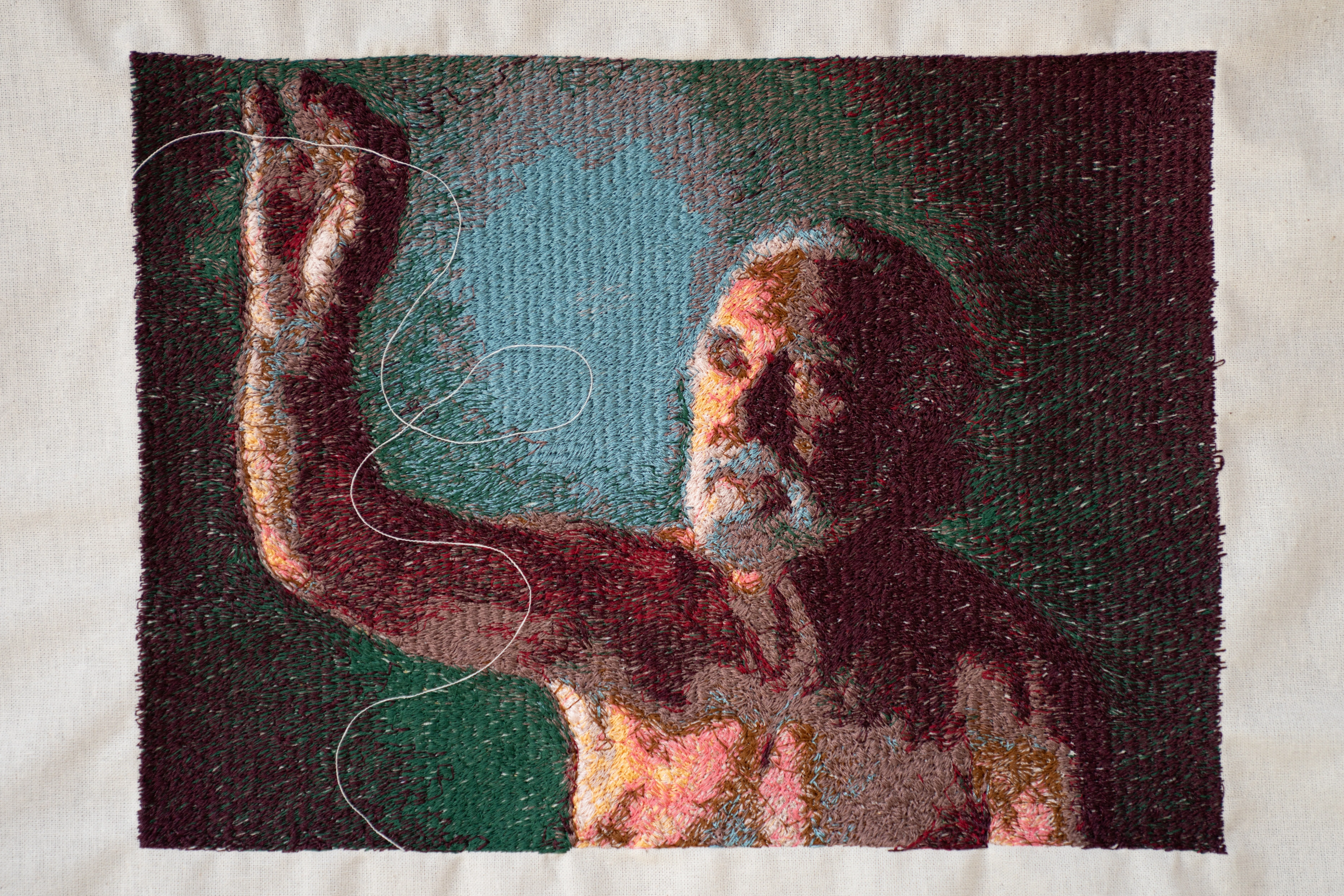逸品　シルクタペストリー　刺繍絵画　アレクサンドル・ルイ・ルロワール原画 映画『ドランクヌードル』刺繍作家Ⓛさんコラボ刺繍解禁┊冒頭本編映像