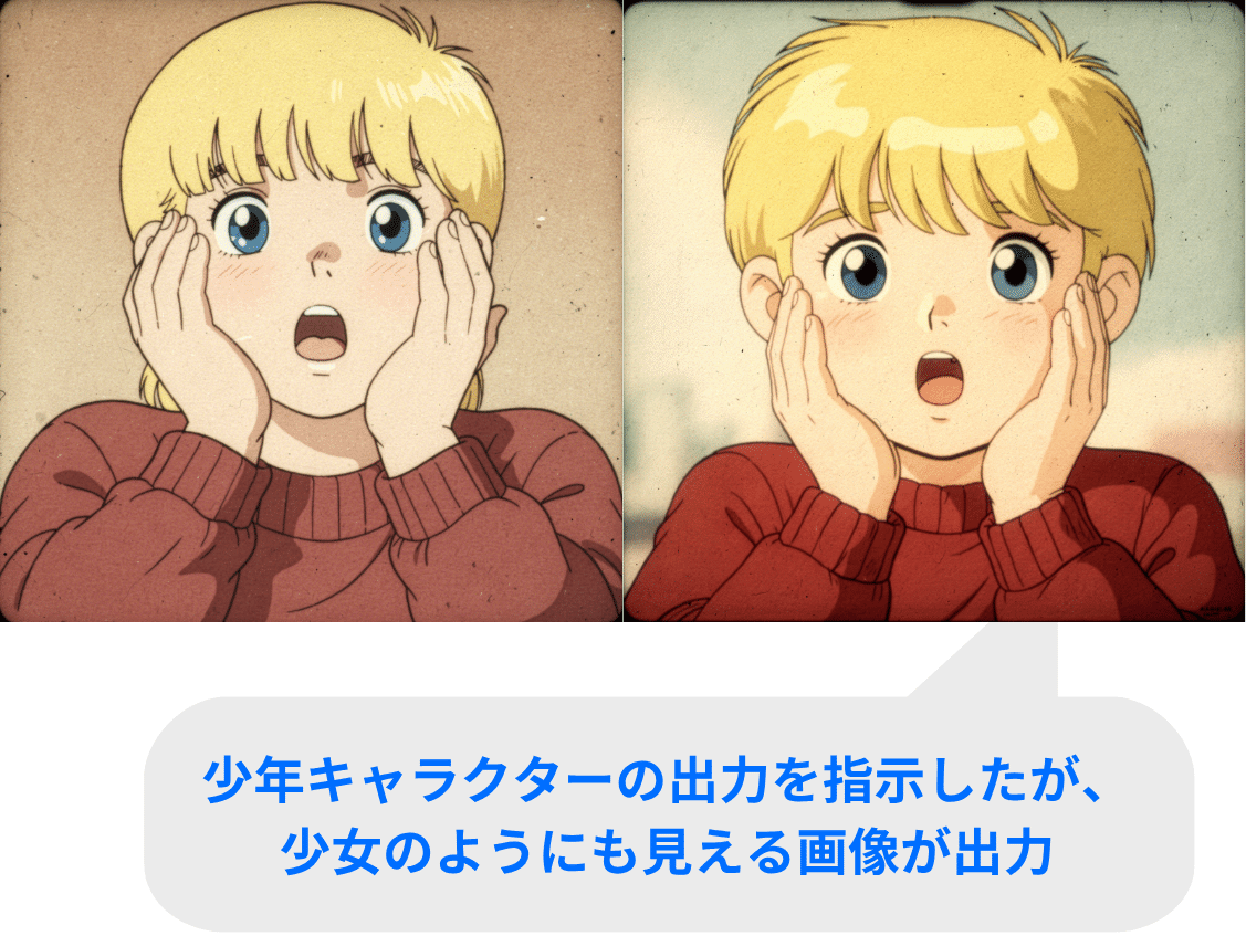 少年と指示したが、少女のようにも見える画像が出力