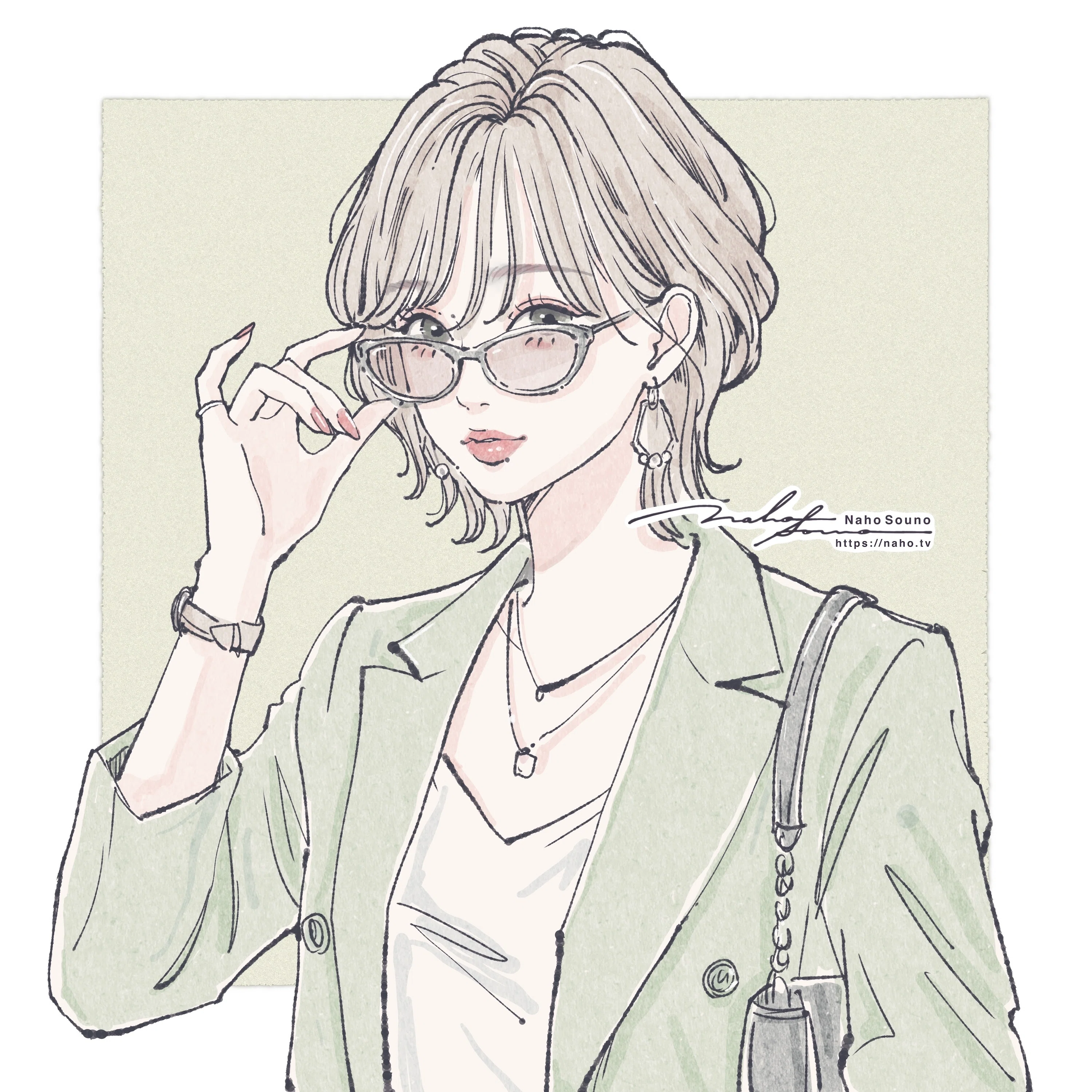 サングラス・メガネをかけた女の子・女性のイラスト
