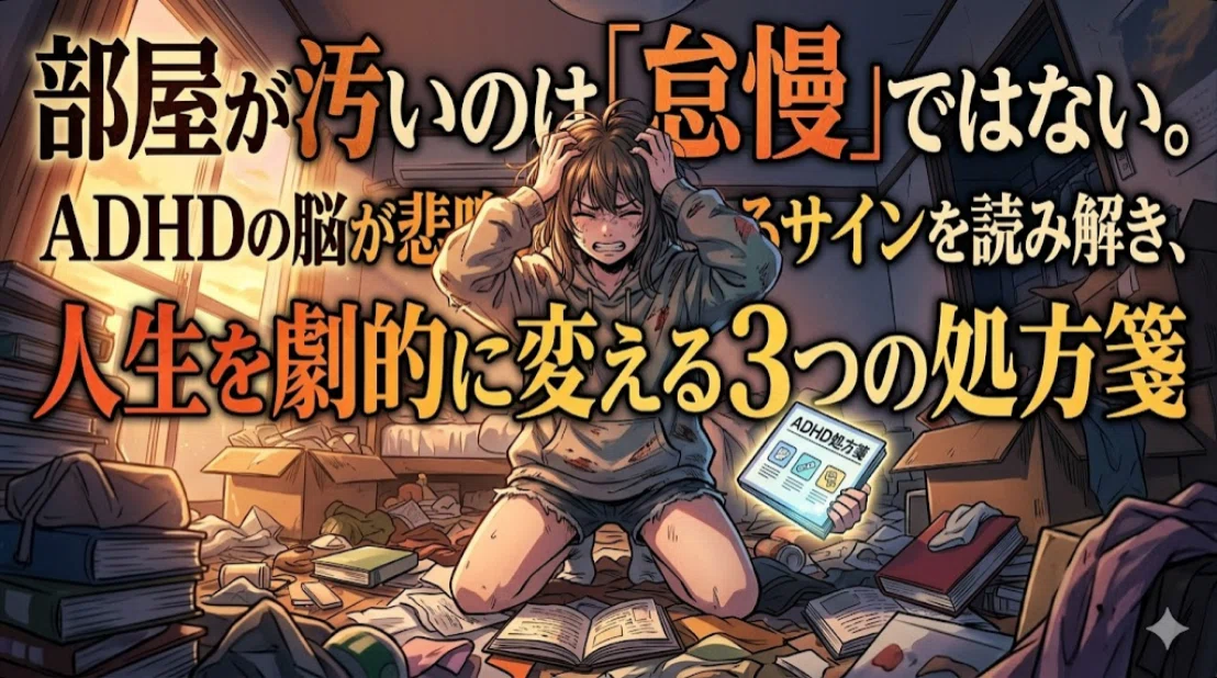 部屋が汚いのは「怠慢」ではない。ADHDの脳が悲鳴を上げているサインを読み解き、人生を劇的に変える3つの処方箋|うみの