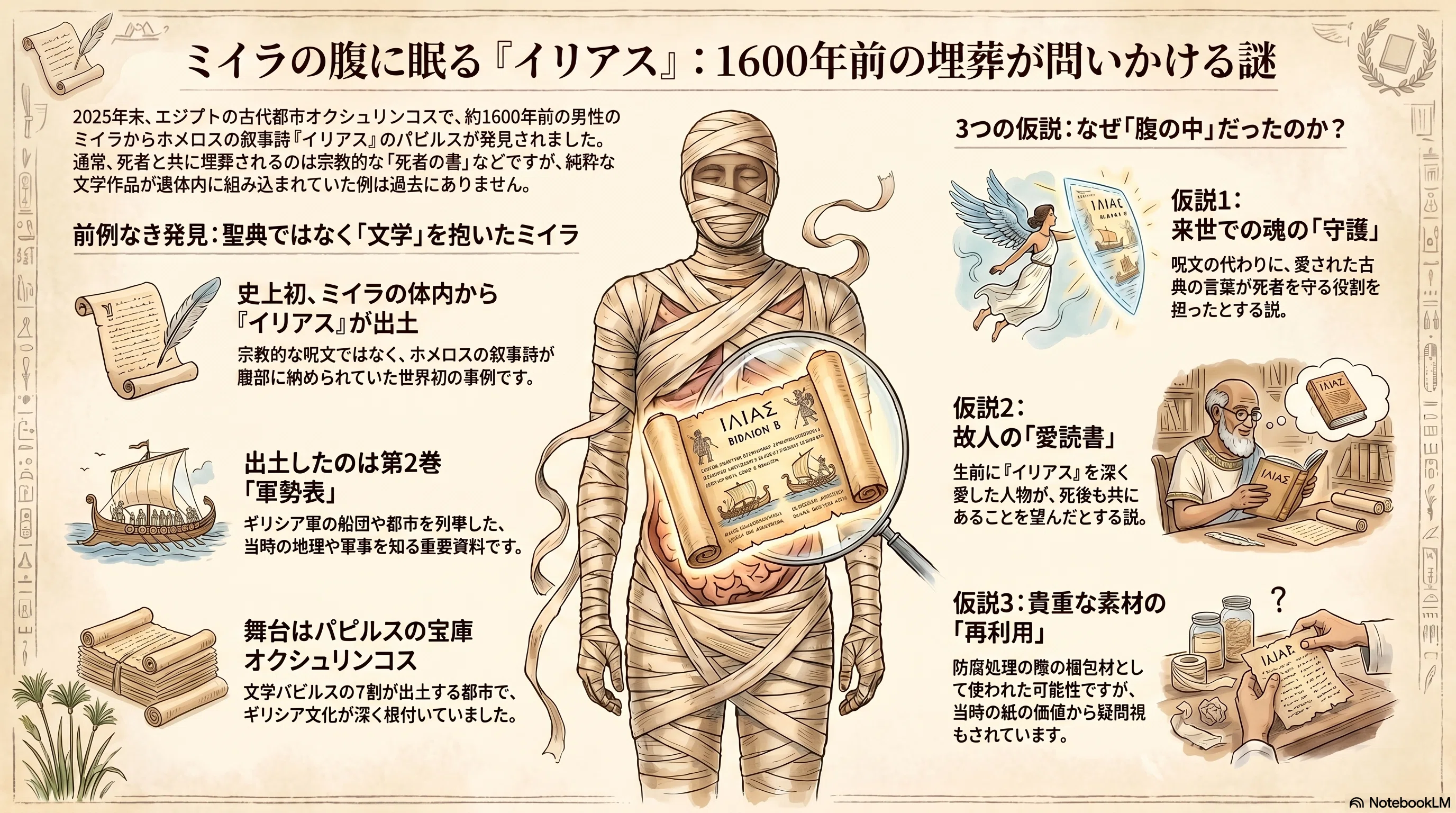 ミイラの腹に眠っていた『イリアス』――古代エジプトで見つかった、前例