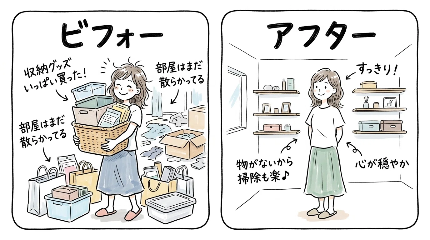 片付けようとして、まず収納グッズを買いに走っていた私へ。｜のり