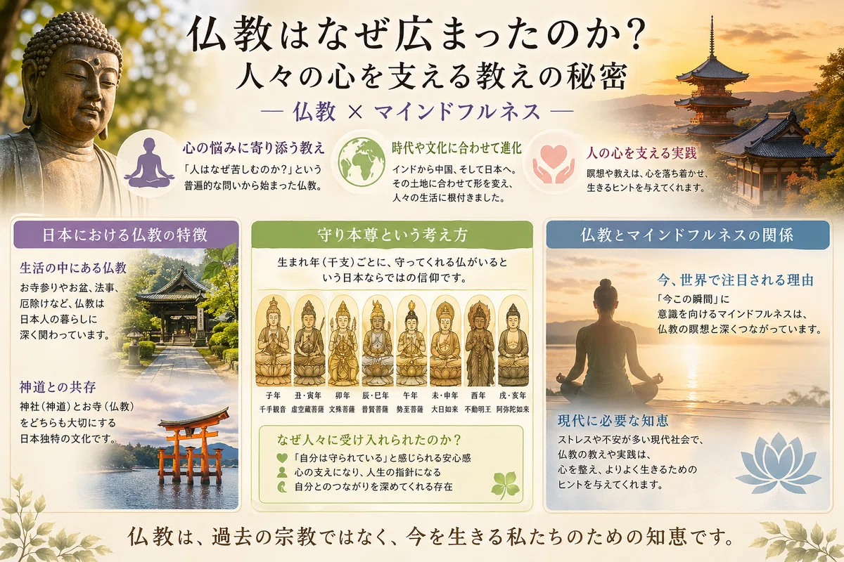 仏教はなぜ広まったのか?人々の心を支える教えの秘密|仏教×マインドフルネス|和ごころケン / 伝統と現代をつなぐ、日本文化の今を発信