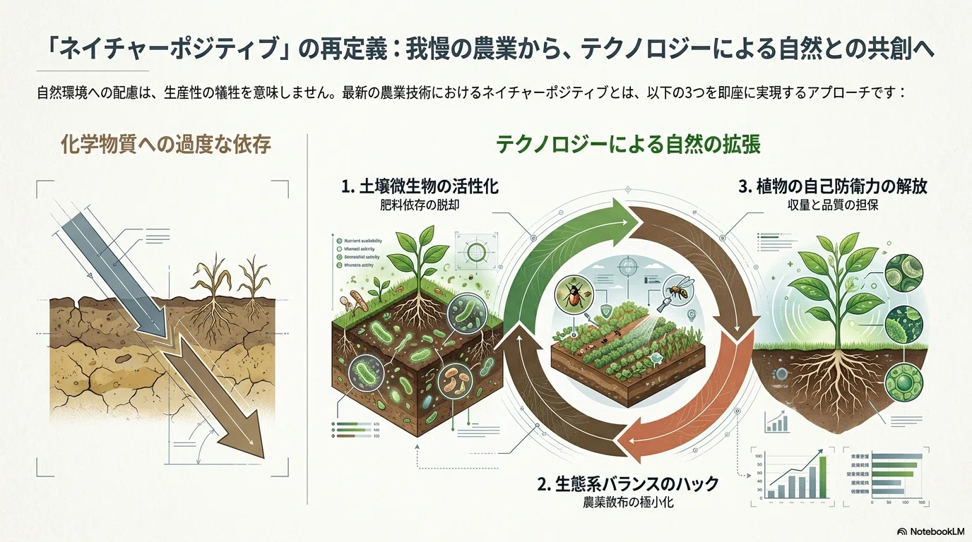 ネイチャーポジティブを支える技術体系として、「みどりの食料システム