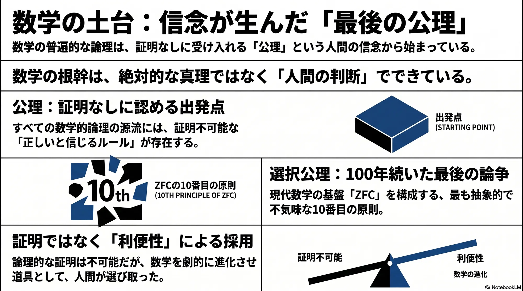 数学の土台は「信念」でできている——最後の公理をめぐる100年の論争 数学の土台は「信念」でできている——最後の公理をめぐる100年の論争