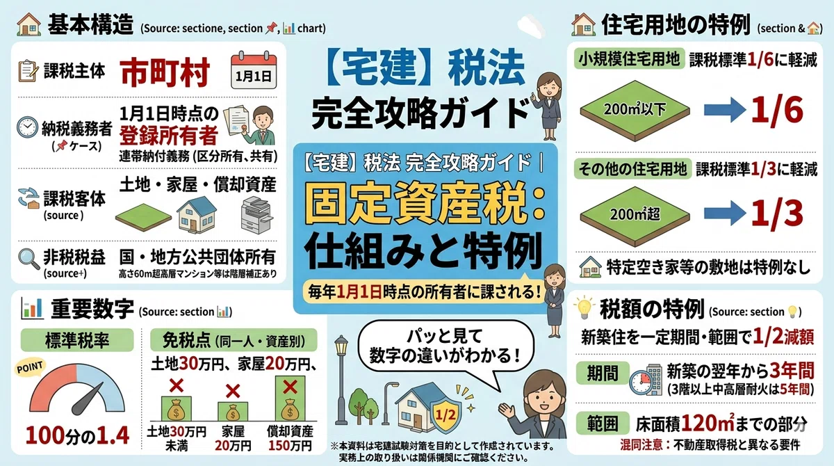 宅建】税法（固定資産税・不動産取得税・印紙税・登録免許税）完全攻略