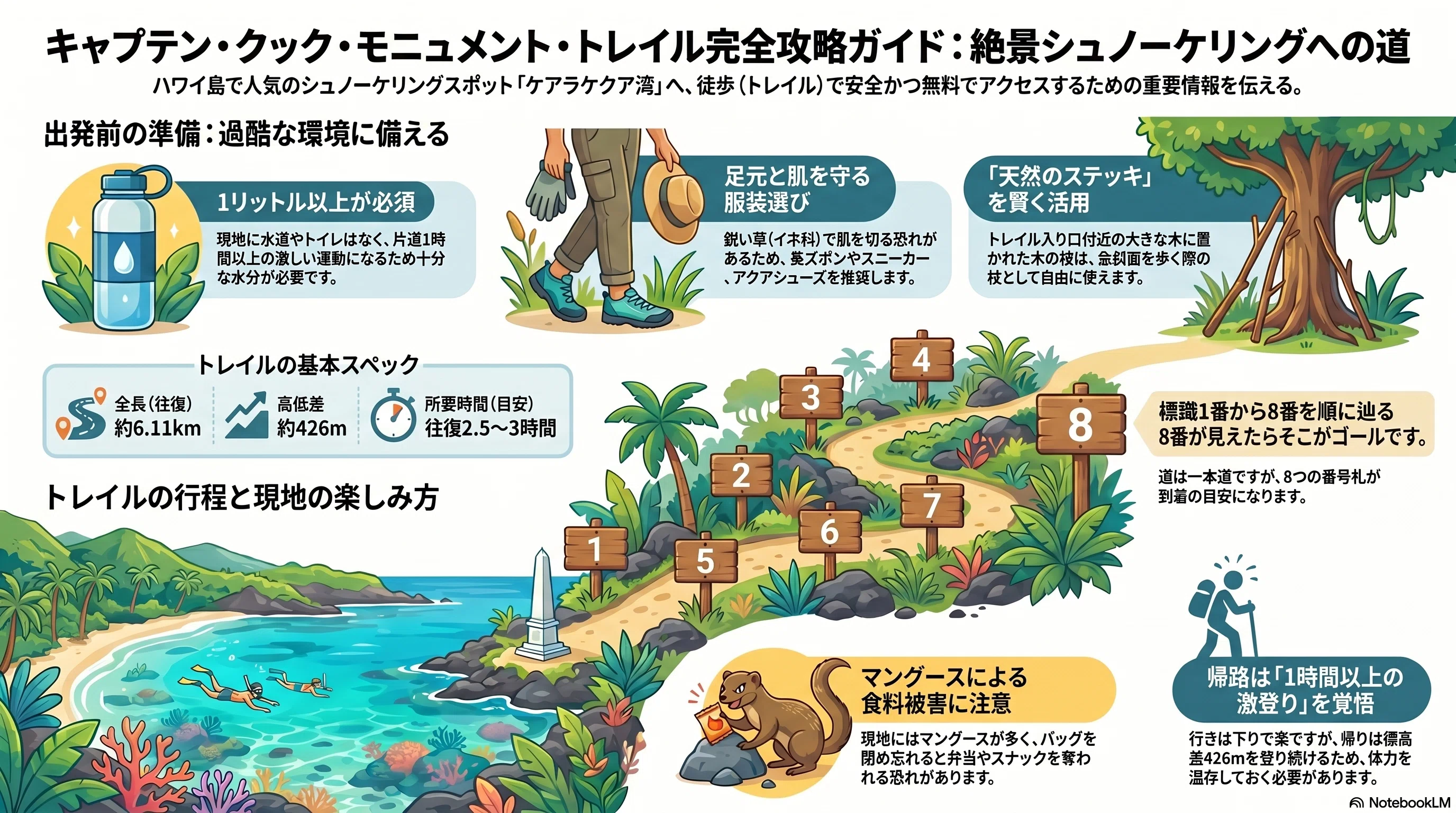 過酷⇒絶景🐡ハワイ島🌺】往復6kmの地獄→たどり着いた海が別世界
