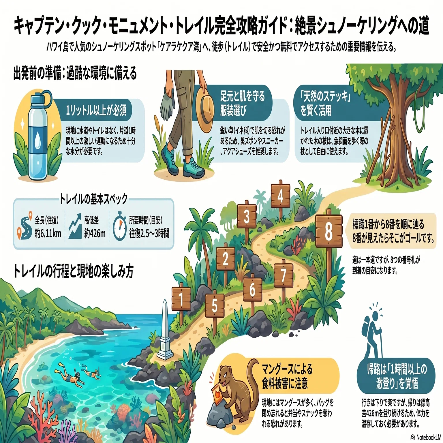過酷⇒絶景🐡ハワイ島🌺】往復6kmの地獄→たどり着いた海が別世界