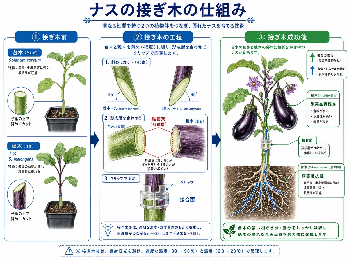 ナスの接ぎ木の仕組み