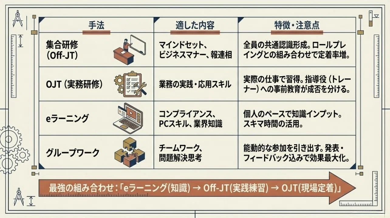 新入社員研修カリキュラムの作り方｜必須4項目・5ステップ・期間別