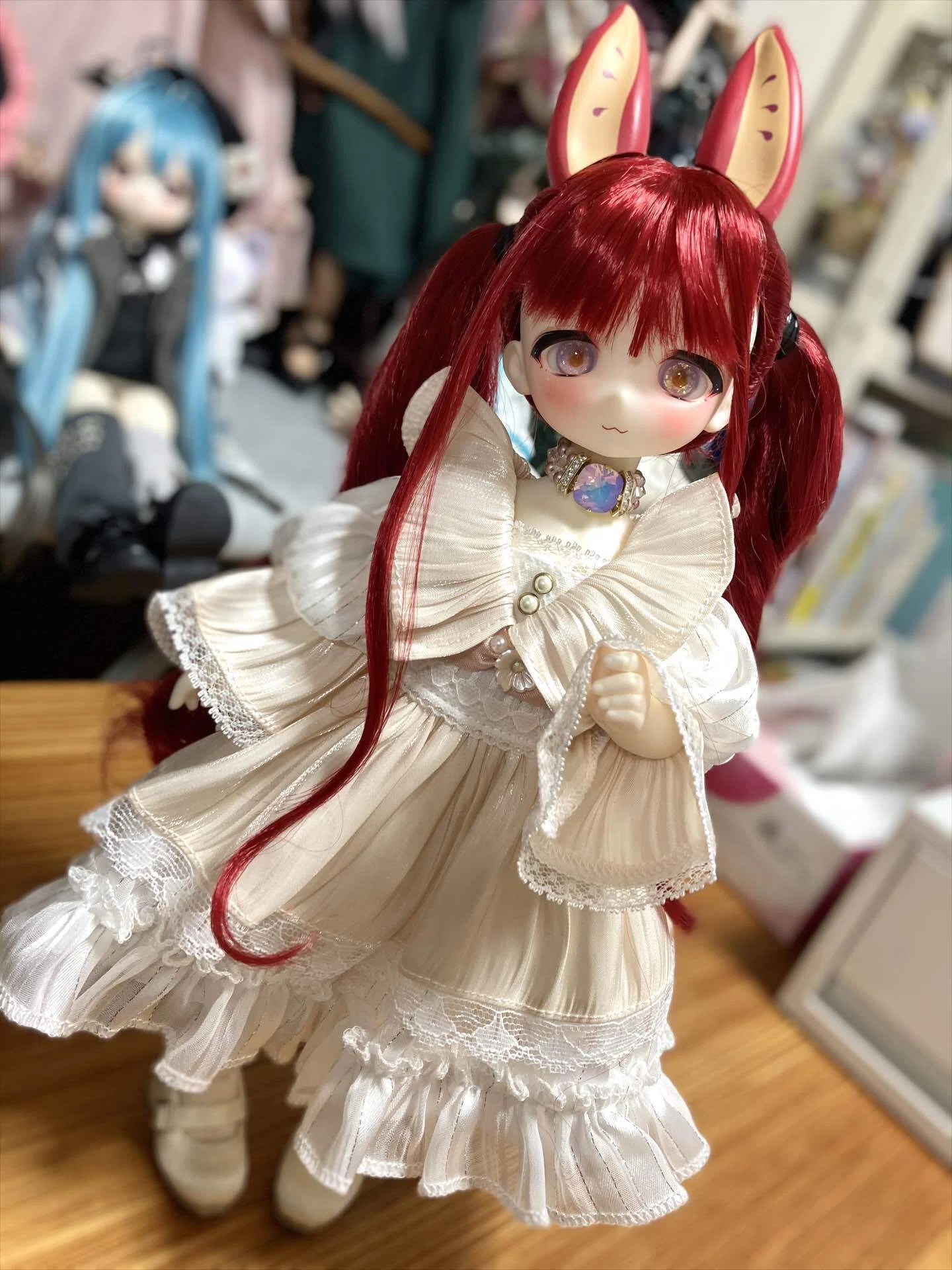 創作人形 福寿 ドール いちごちゃん cuddle a fluffy 赤 TinyFoxめっちゃアレンジ｜Shiiko
