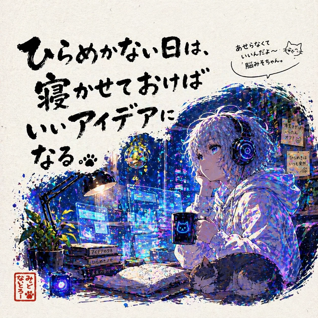 GPT-image-2 クスっとする言葉を添えたメッセージイラストを描く。｜AI