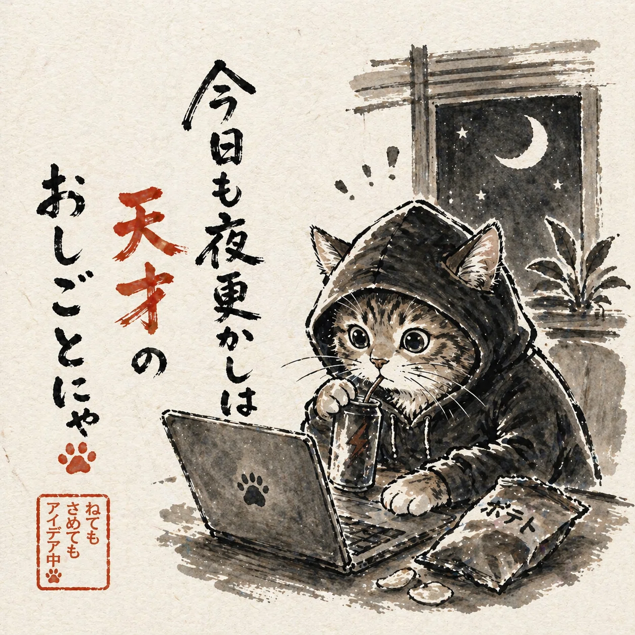 GPT-image-2 クスっとする言葉を添えたメッセージイラストを描く。｜AI