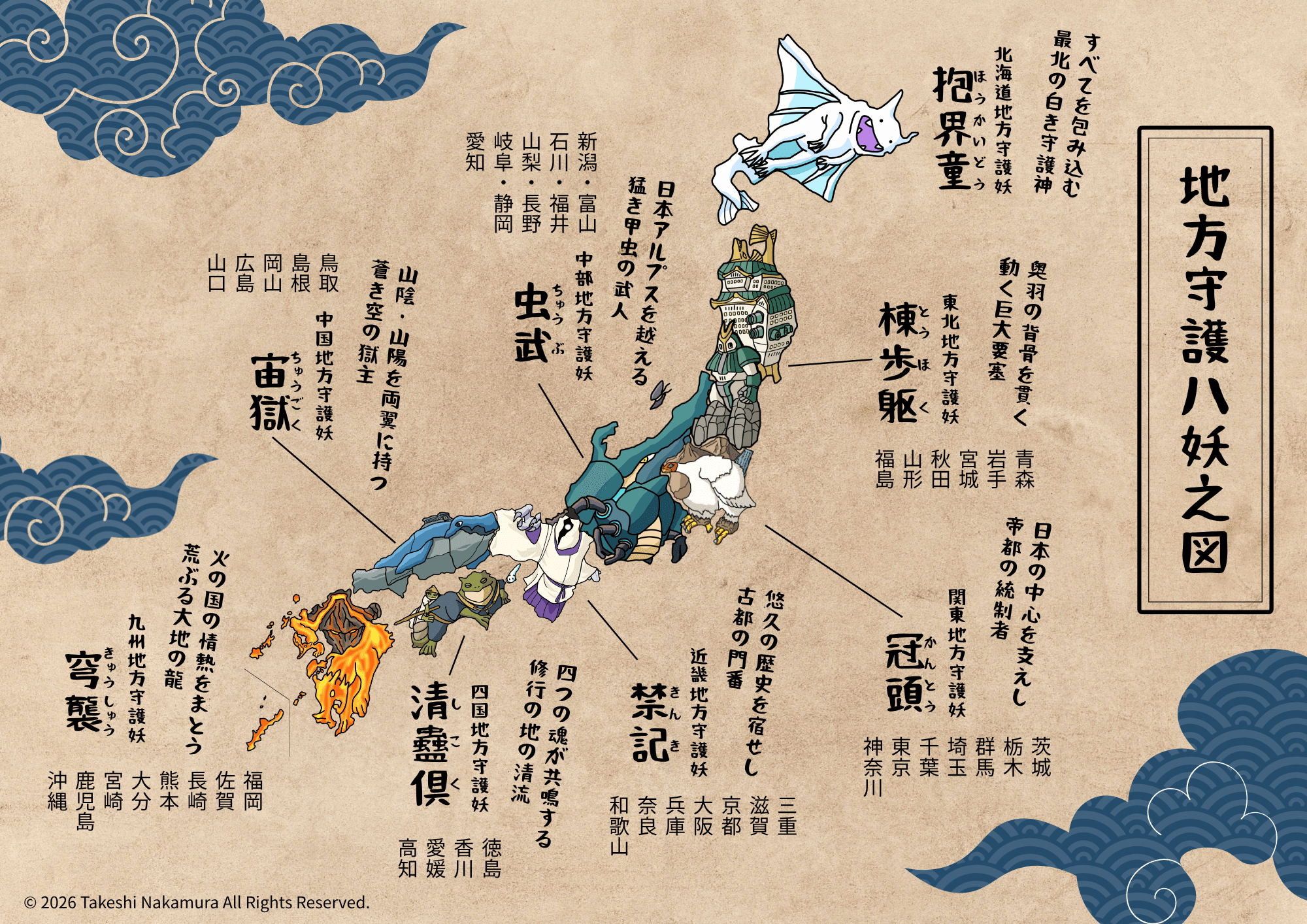 地方守護八妖之図【無料PDF】｜アルファベットモンスター（Alphabet