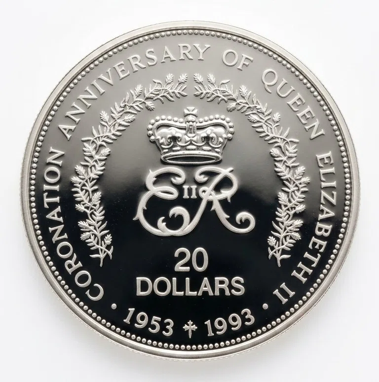 2020年 ニウエ　生命の樹　エリザベス女王 銀貨 銀貨の輝き】エリザベス2世戴冠40周年記念・ニウエ発行20ドル銀貨の
