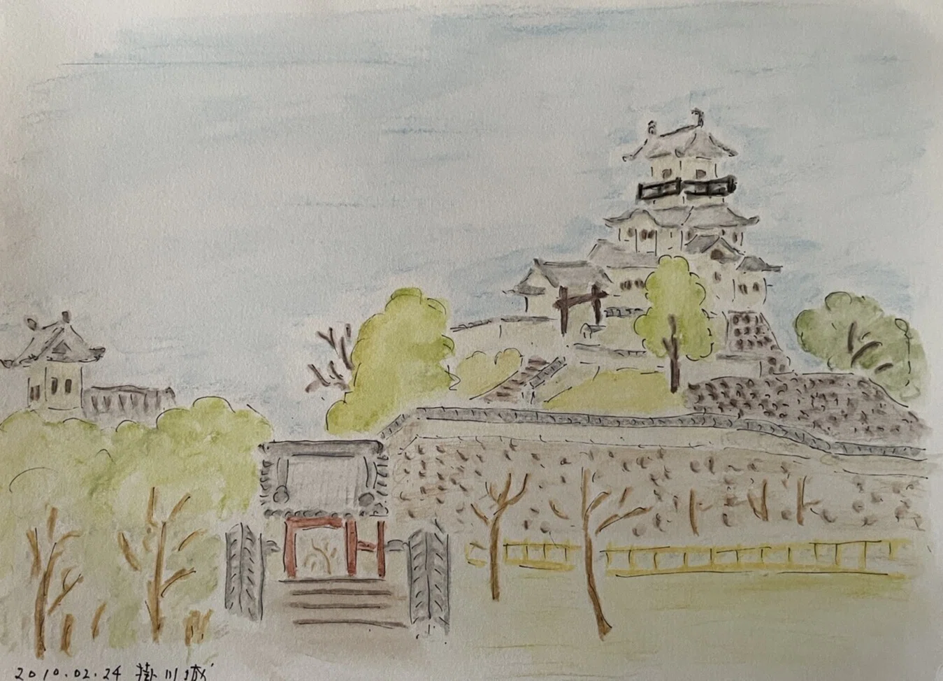 水彩色鉛筆スケッチ【2010年①】掛川・平塚・大洗・金沢文庫｜Mt. Fuji