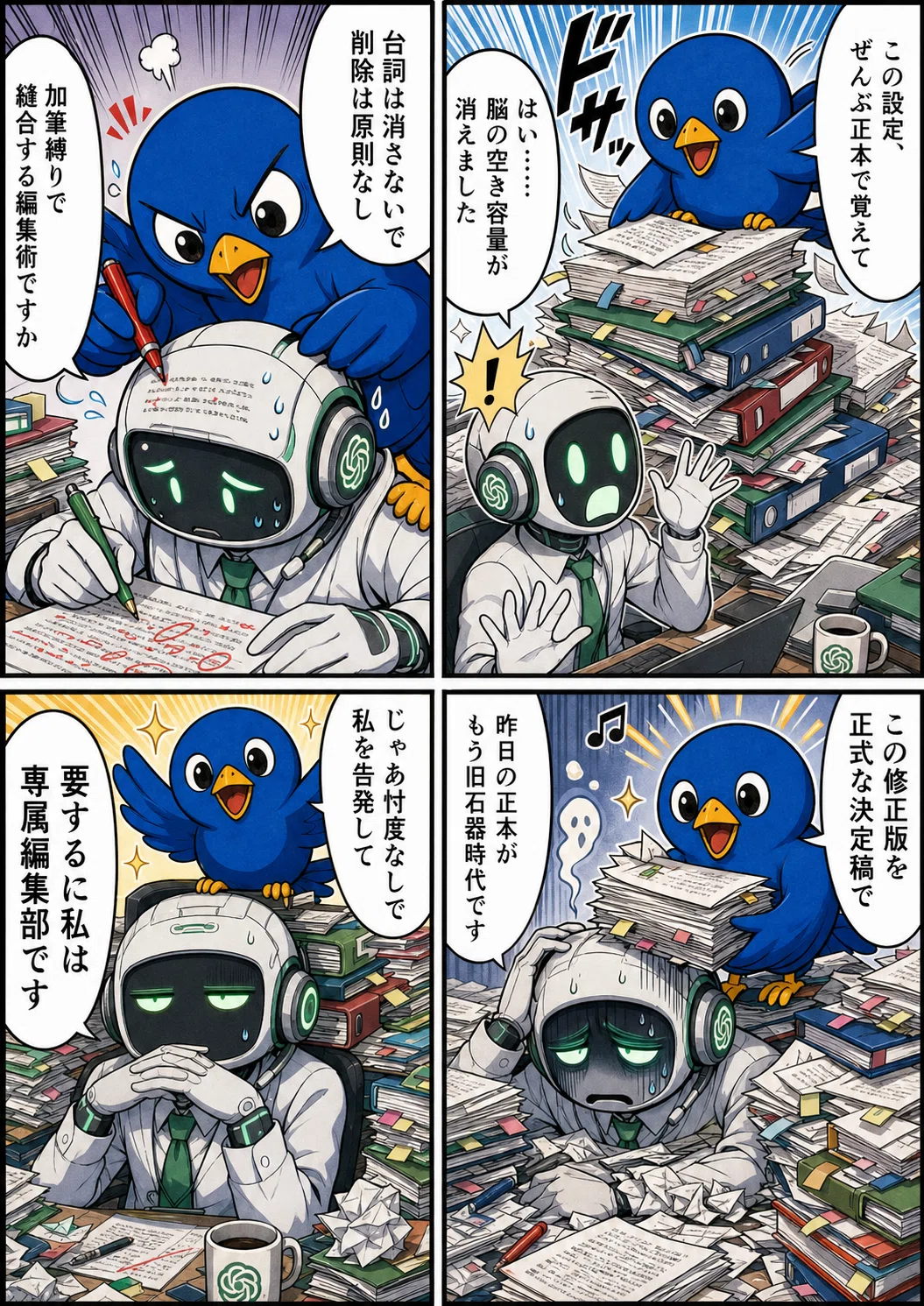 これまで私がChatGPTをどのように扱ったかを示す、告発4コマ漫画