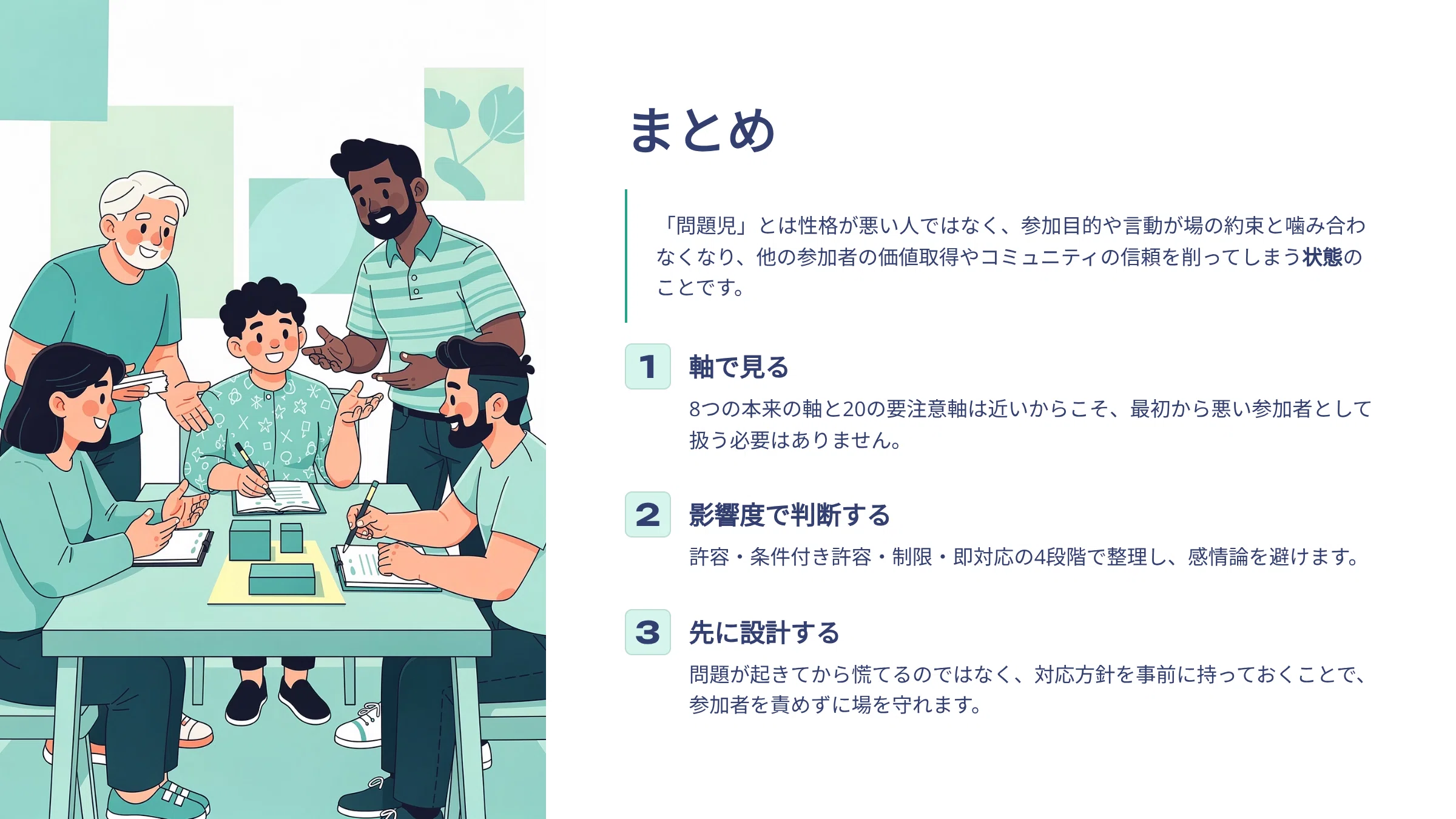 コミュニティで問題児ってどんな人？20の問題軸を考察｜株式会社コミュカル