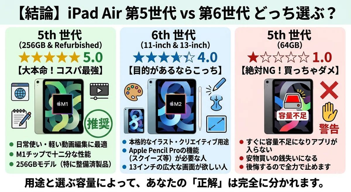 iPad Air第5世代と第6世代の違い！周辺機器も含めた「本当のコスパ」と