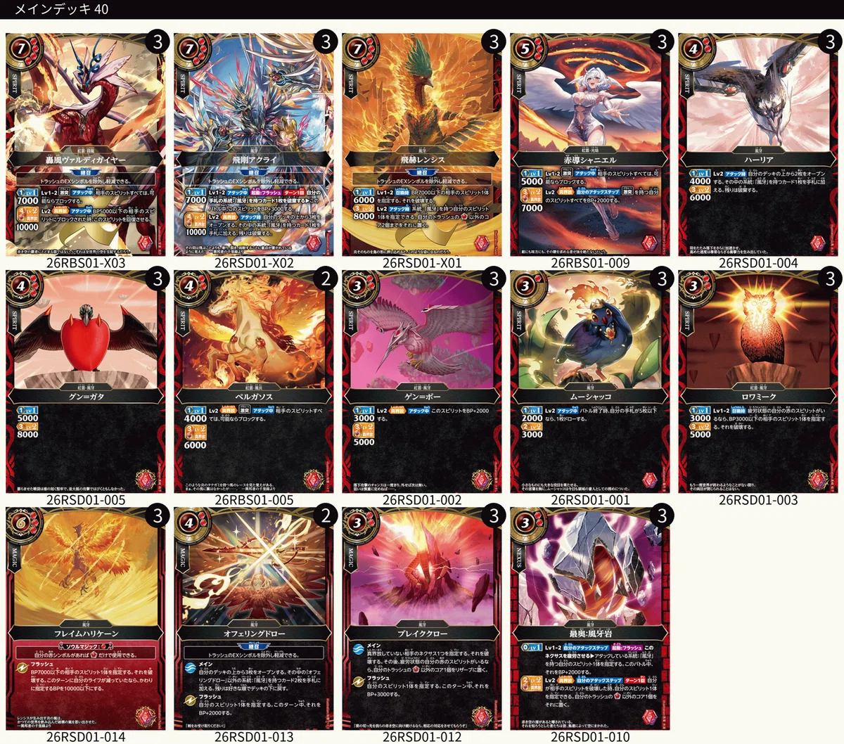 バトスピスタンダード赤激突デッキ　デッキパーツ＆スリーブ付 バトスピ(スタンダード)の赤単風牙を使ってみた感想｜しーふーど