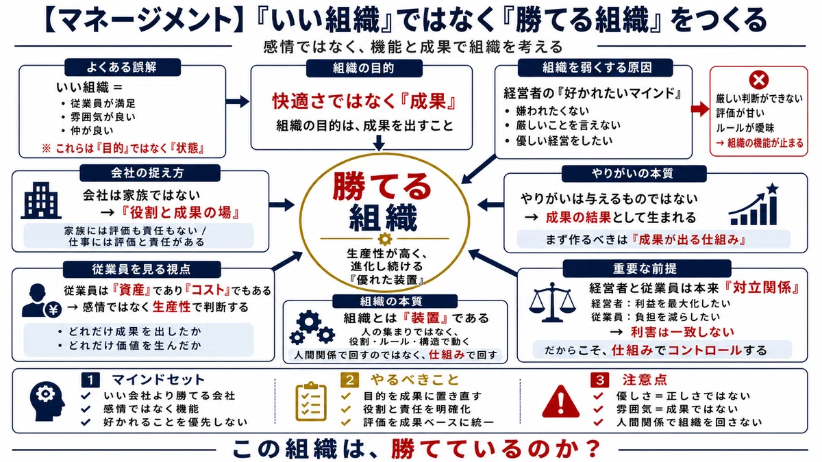 【マネージメント】勝てる組織の作り方 〜 「いい組織」を目指すな|池野 賢吾