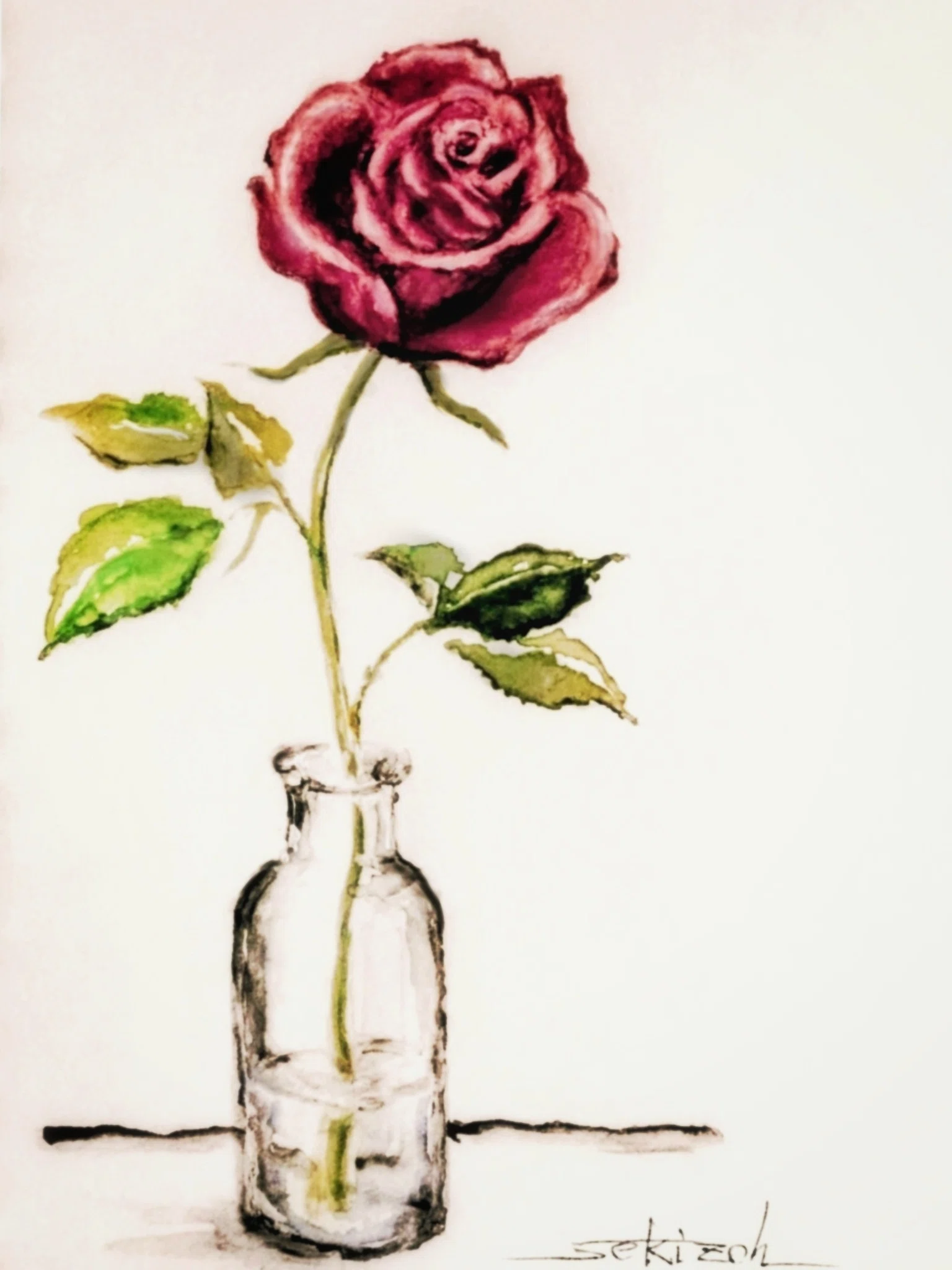 薔薇』水彩画｜せきぞう、