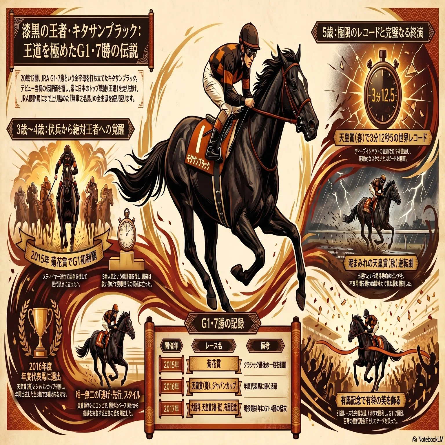 天皇賞（秋）競馬ポスター キタサンブラック キタサンブラック -漆黒の衝撃、祭りの主役はターフにいた-｜ハサミ