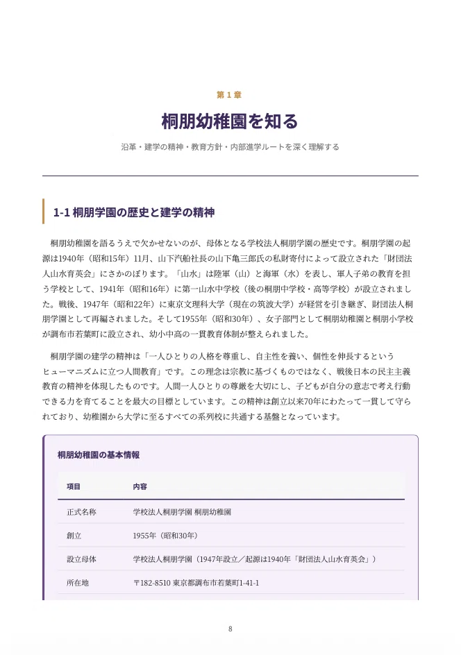 桐朋幼稚園 願書・面接対策｜2027年度お受験 徹底解説 全90ページ