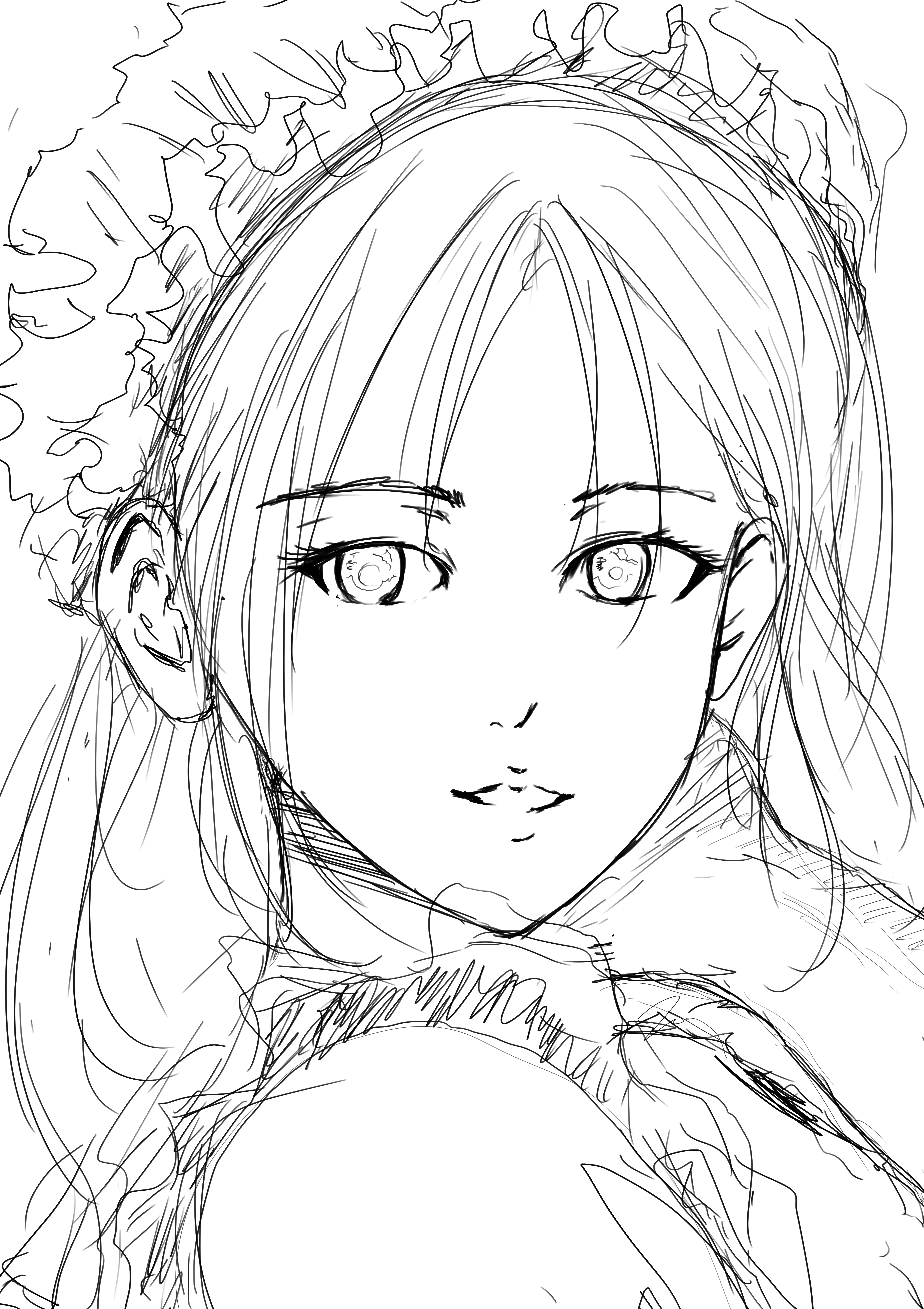 No.35 女性 鉛筆画 手書きイラストA3サイズ イラストを描いてみた（その35）｜クリコミ