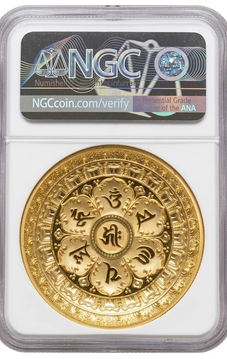 最高鑑定品　NGC-PF70　2022 中国 仏教像 金張銅メダル 最高鑑定】息をのむ造形美。中国「孔雀明王」金メッキ銅メダル（NGC