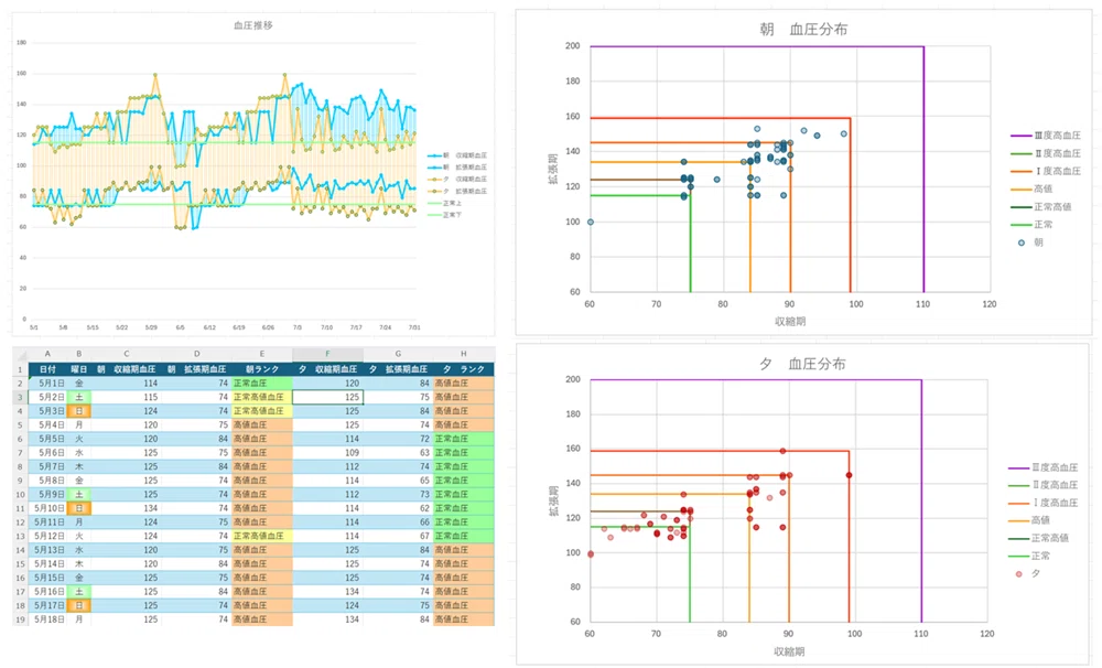 Excel 血圧ダッシュボード
