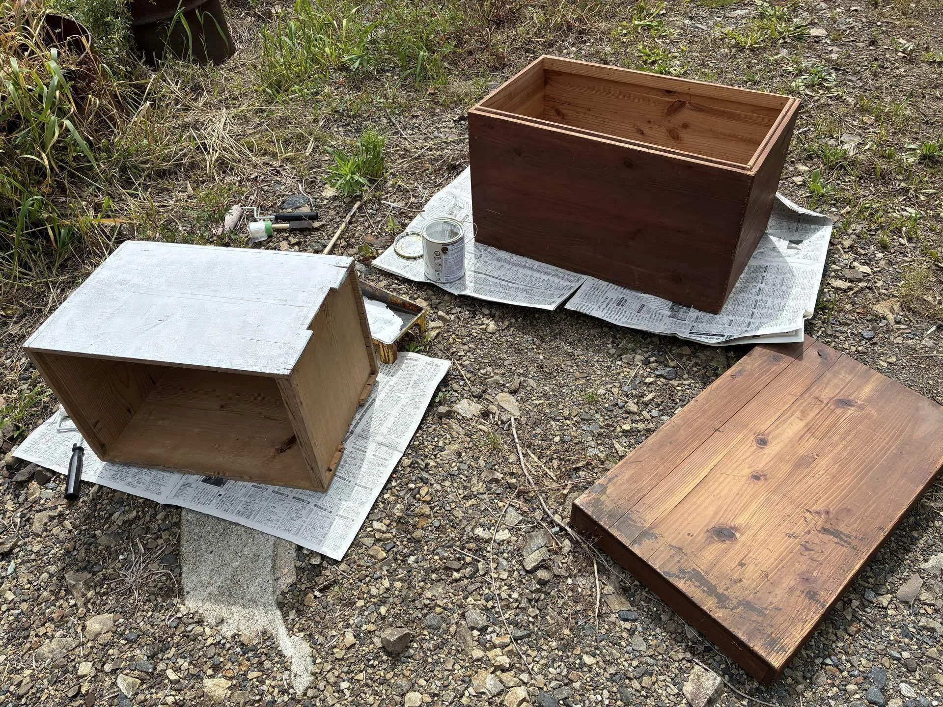 個展準備（古道具の木箱リメイク）｜シャンティー