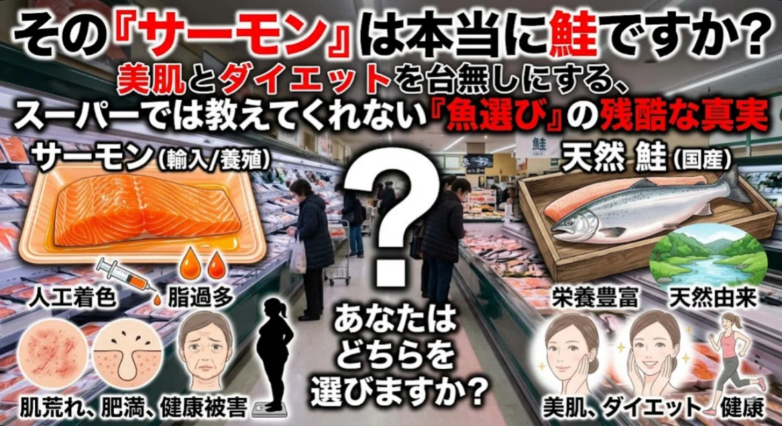 その「サーモン」は本当に鮭ですか?美肌とダイエットを台無しにする、スーパーでは教えてくれない「魚選び」の残酷な真実|うみの