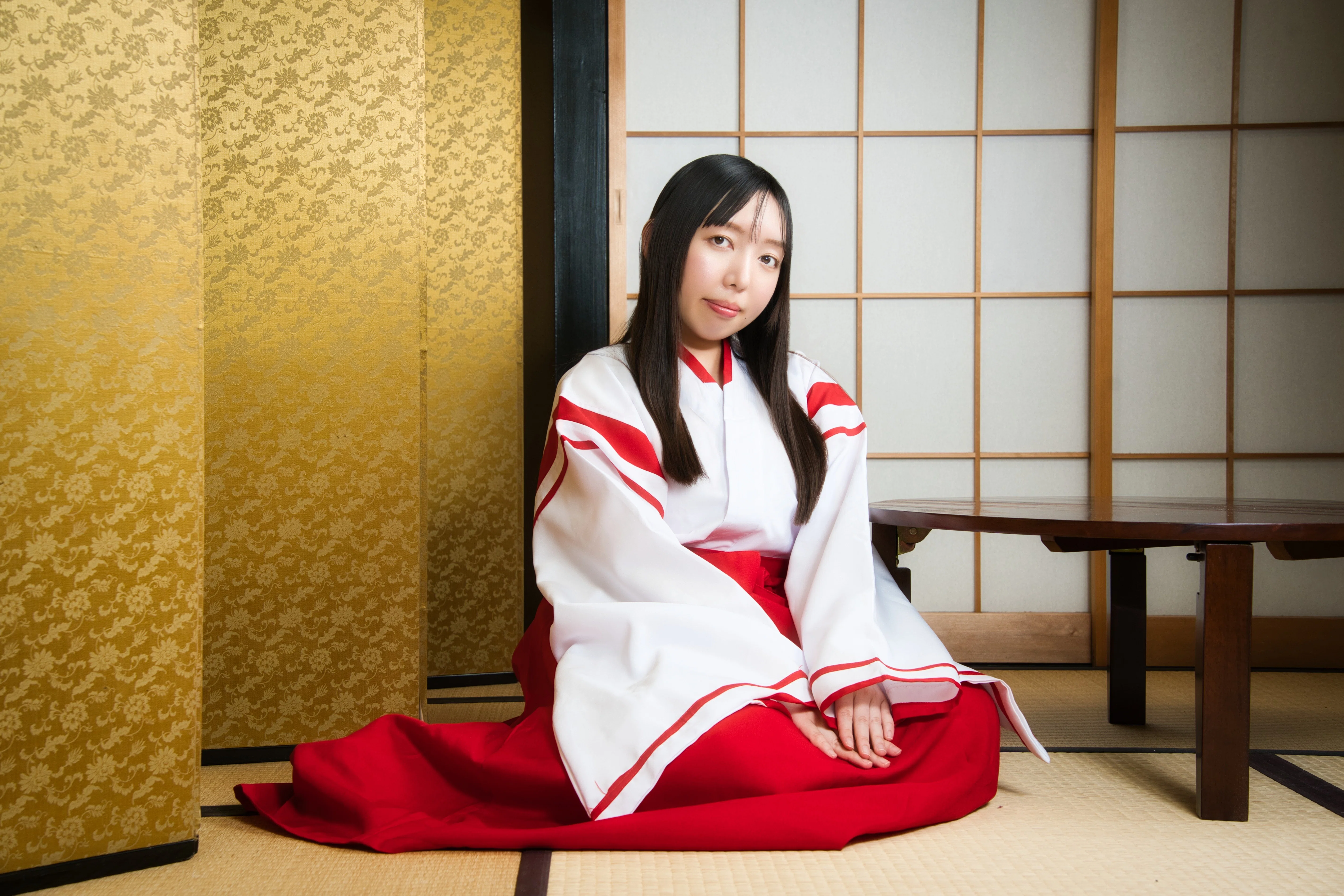 和風ポートレート 赤と白の着物A3上質ケント ポートレート(Model:みゆき)～中編～｜ちきぽとれ