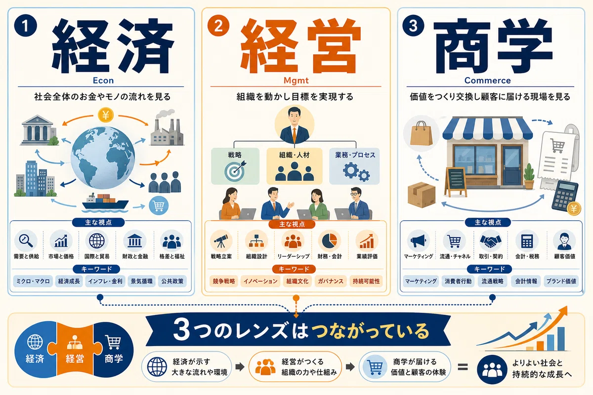 「商学部って経済学部・経営学部と何が違うの？」就職に強いと言われる本当の理由｜創太先生の大学合格ナビ
