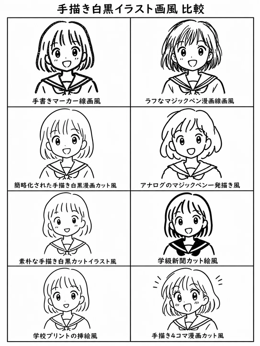 プロンプト共有】ChatGPT Image2.0で白黒シンプルな絵出力｜ゆりしー