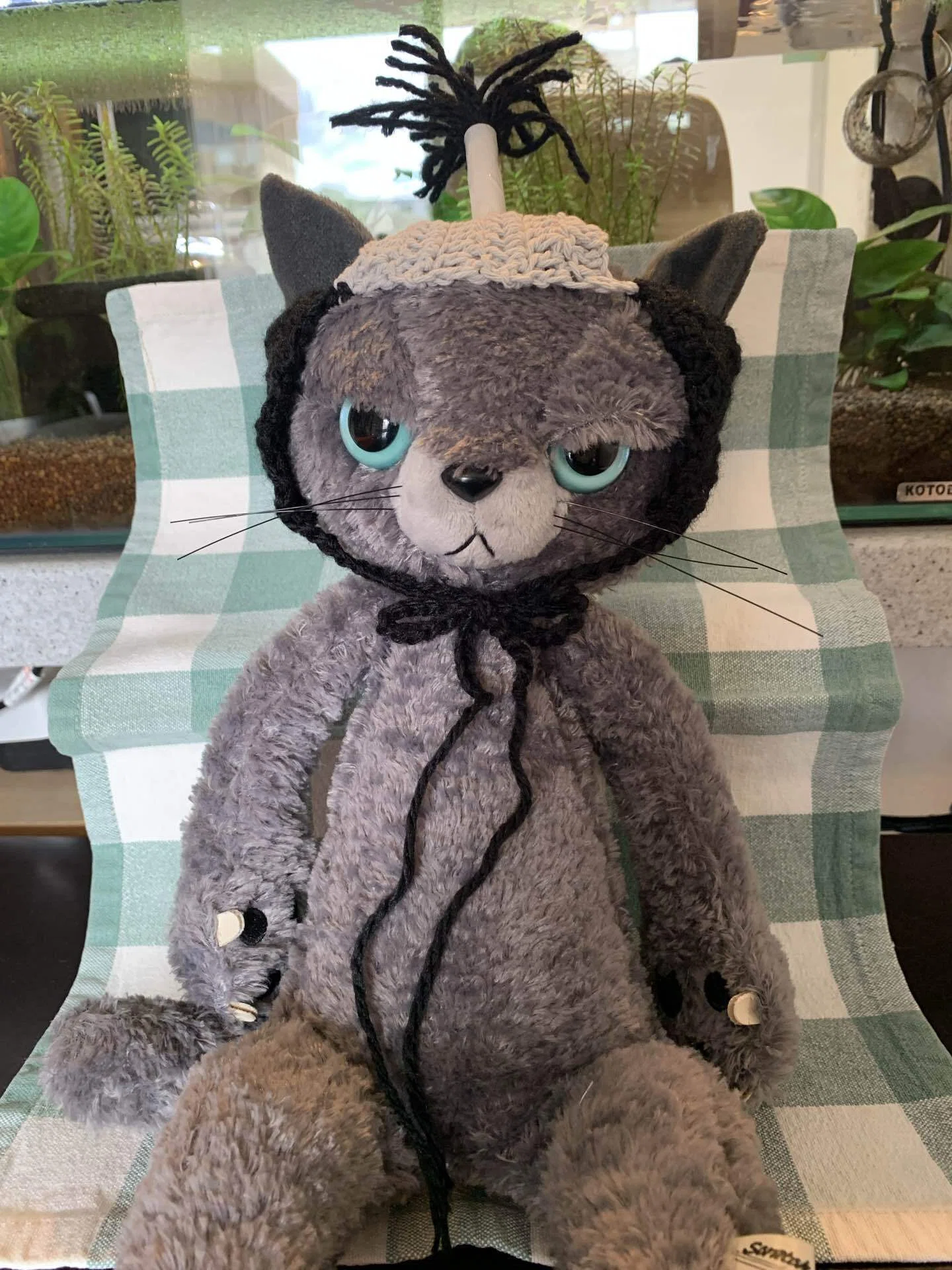 たまちゃん【ASYMM】クラウド コクーン ジャケット　グレー　ぞうねこ Crochet: Cat Headgear｜sushi_sh