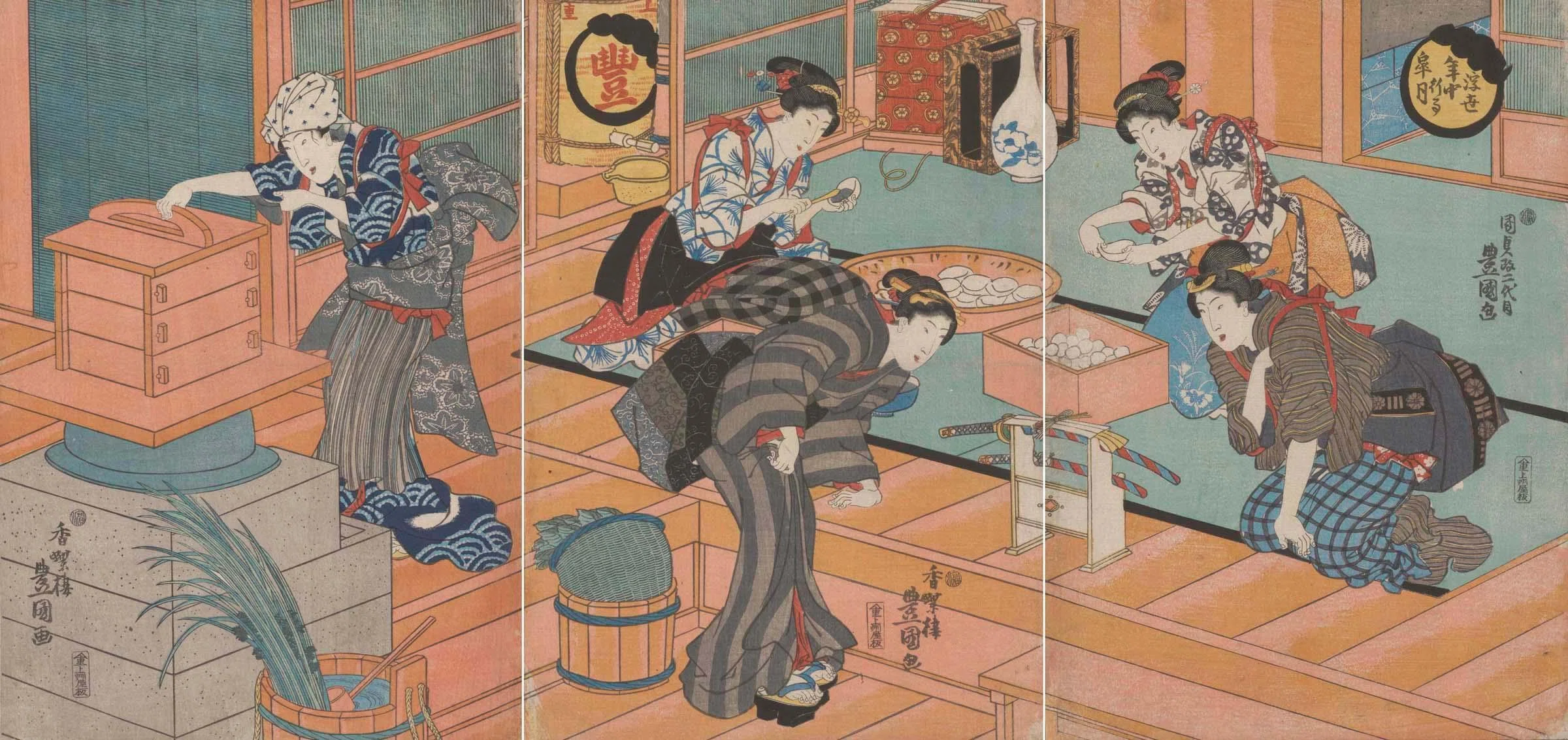 今日は「こどもの日」！柏餅のある浮世絵―三代歌川豊国《皐月》1844年