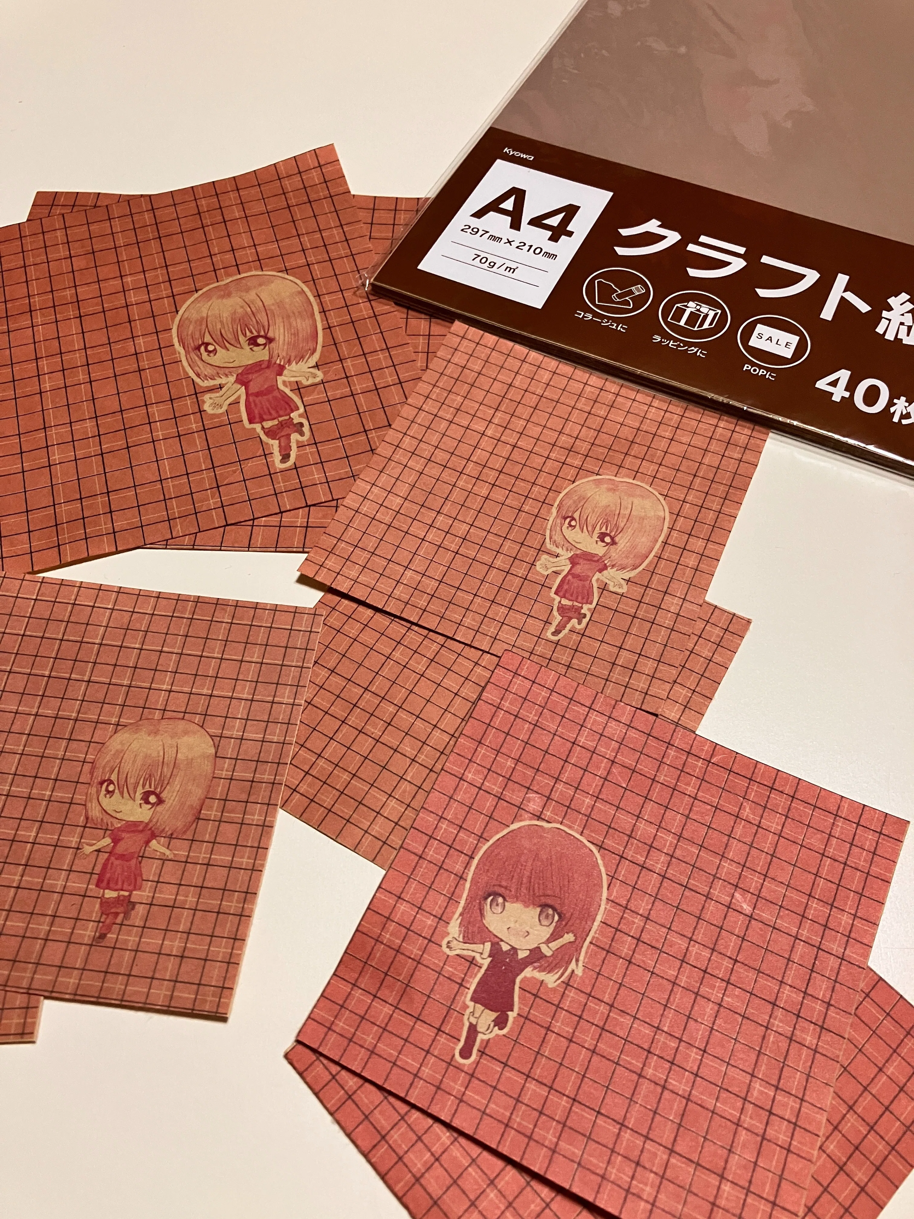 こちらは自作のイラストになります。 一点物のオリジナル作品です。A4 GW1日1作品チャレンジ】GW6日目2026年5月4日分「ダイソーA4クラフト紙