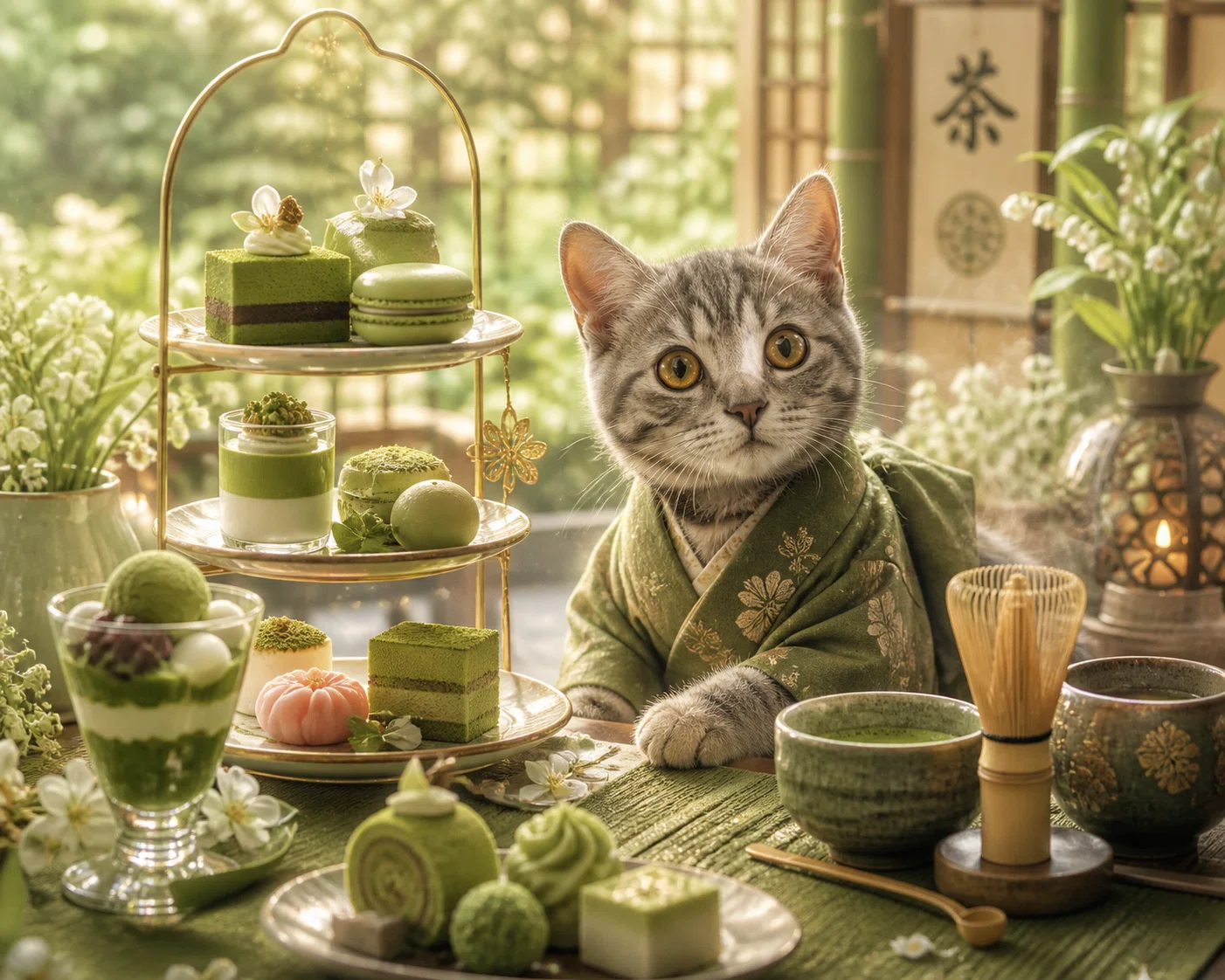 5/2 新緑のアフタヌーンティー🫖🌿うちの子プロンプト｜トーネ🪽うちの