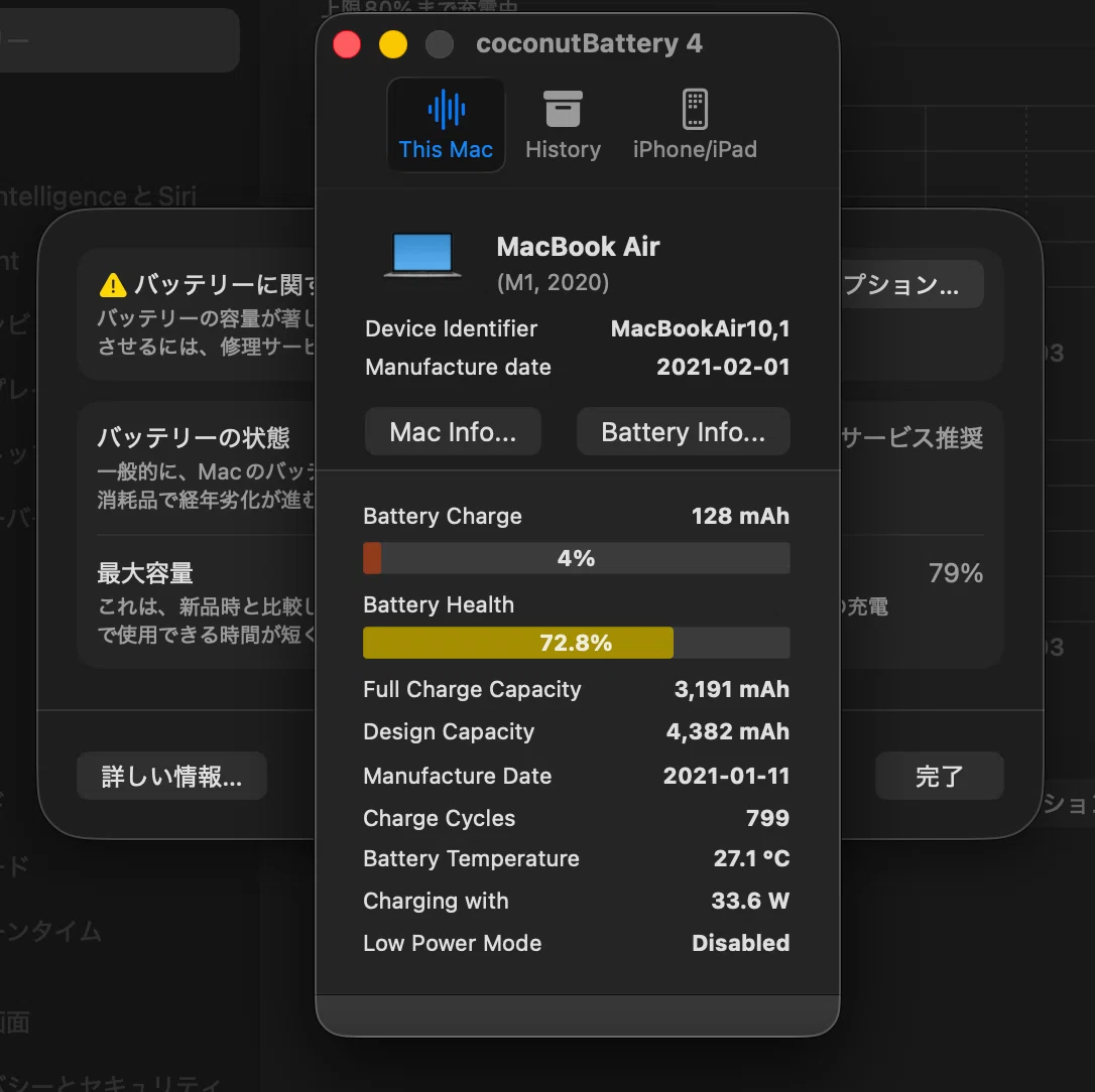 バッテリー寿命】M1 MacBookAir、もう限界です…!!|aosagi バッテリー寿命】M1 MacBookAir、もう限界です…!!|aosagi